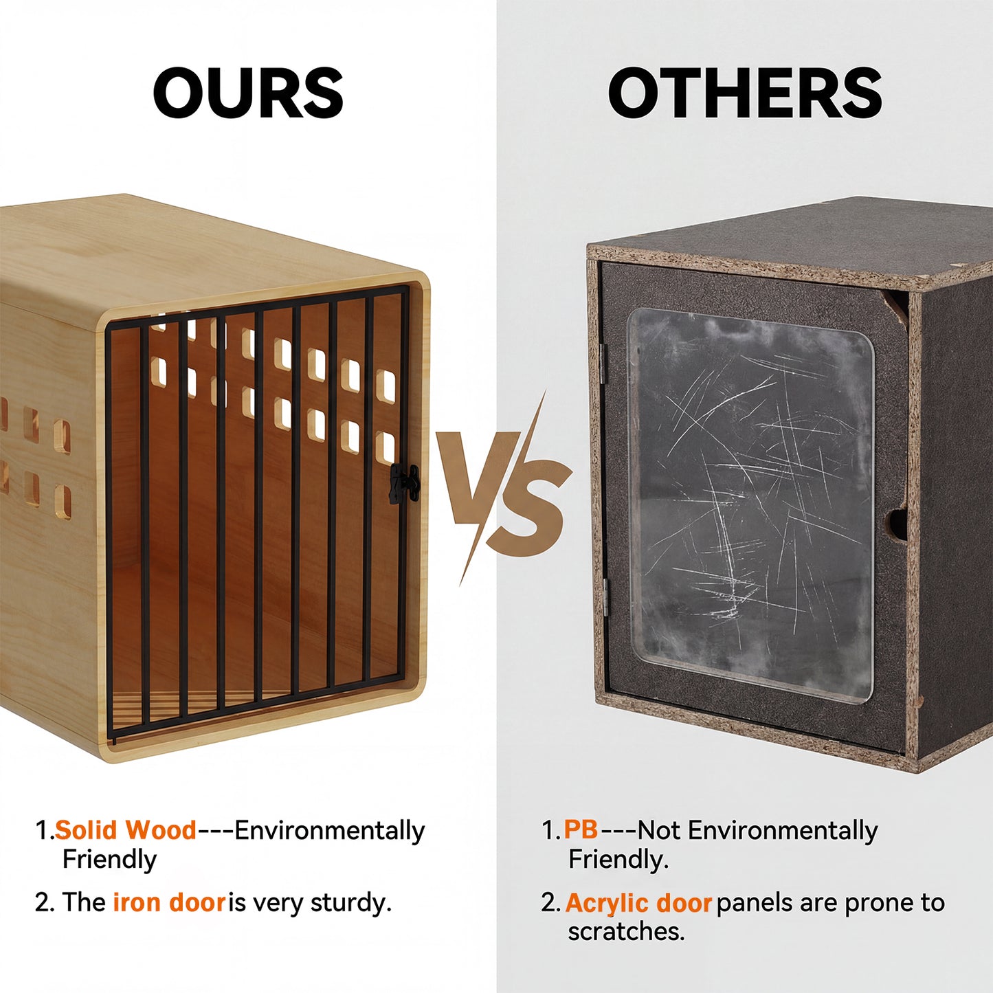 NARTRU 30" Natural Pinewood Dog Crate End Table, Heavy Duty Indoor Kennel for Small Dogs, Pet Furniture for Bedroom Living Room