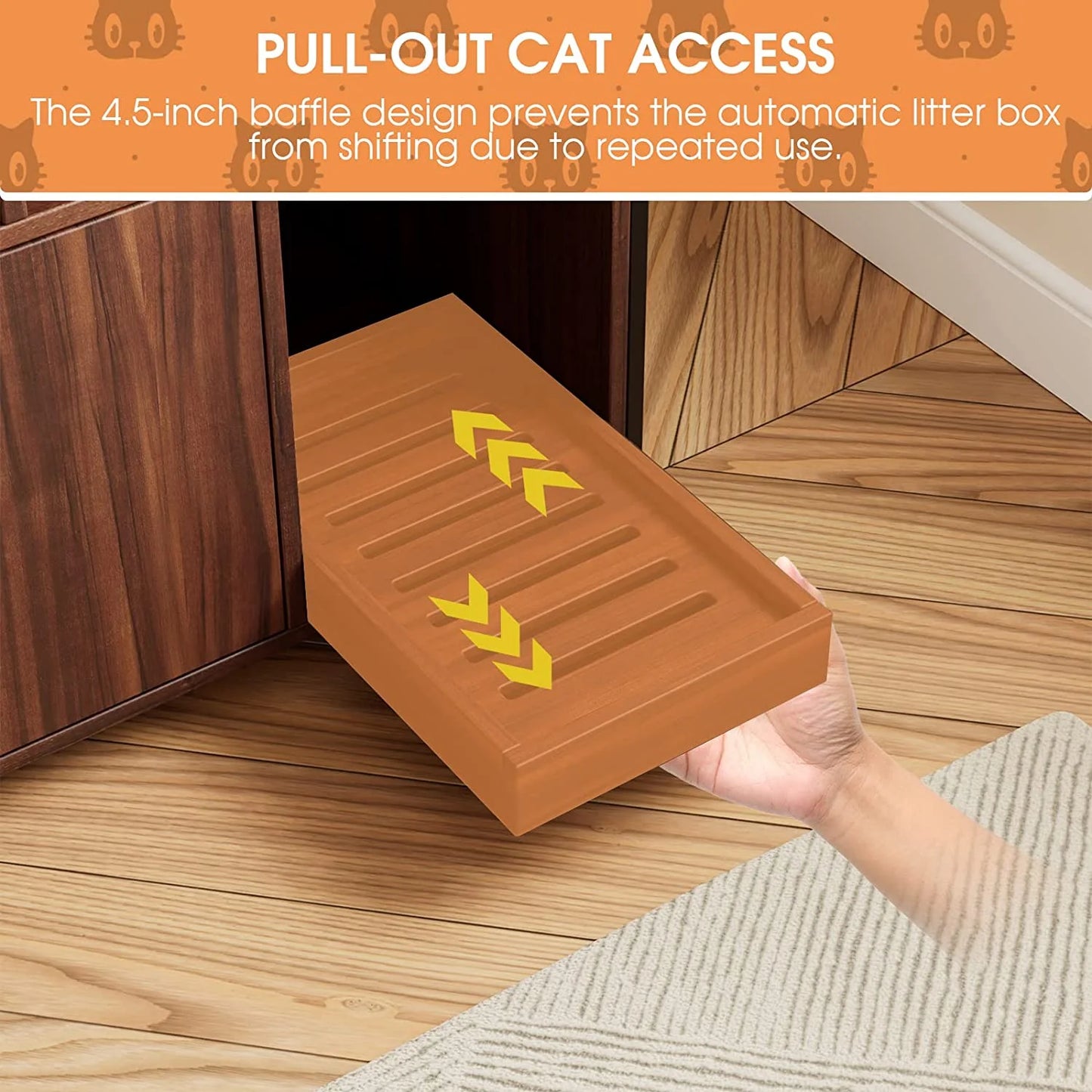 NARTRU Multi-Layer Storage Hidden Cat Litter Box Enclosure Furniture Washroom with Scratching Pad and Shelves for Litter Boxes