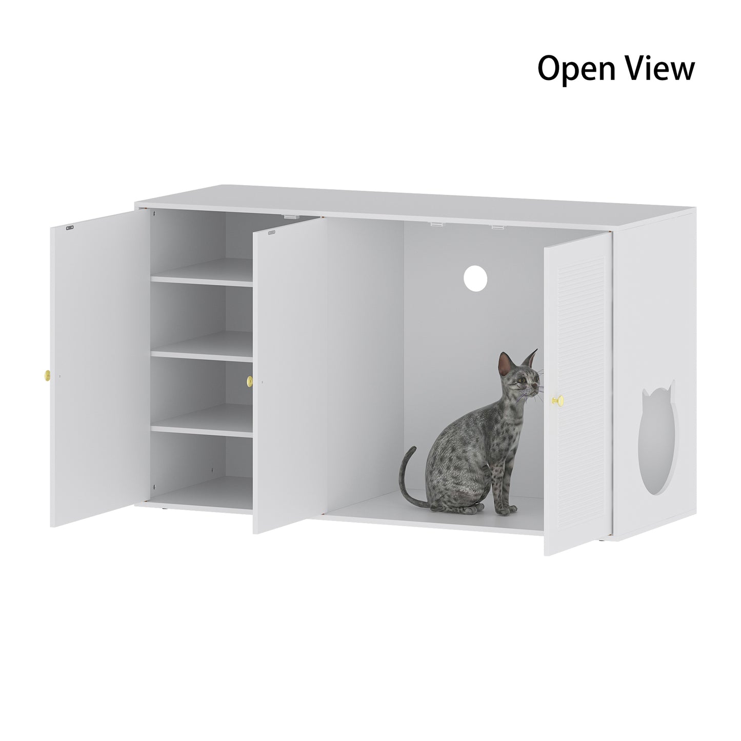 NARTRU Cat Litter Box Furniture, Wood Shoe Cabinet With 4 Shelves, White