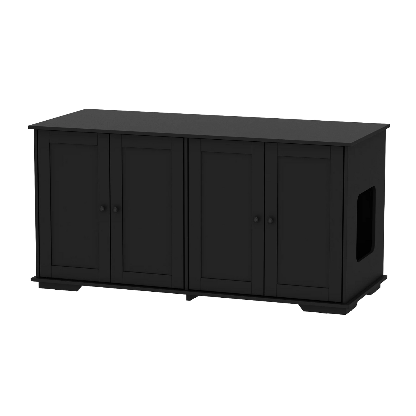 NARTRU Cat Wooden Double Litter Box Enclosure Furniture Cabinet for 2 Litter Boxes, Black